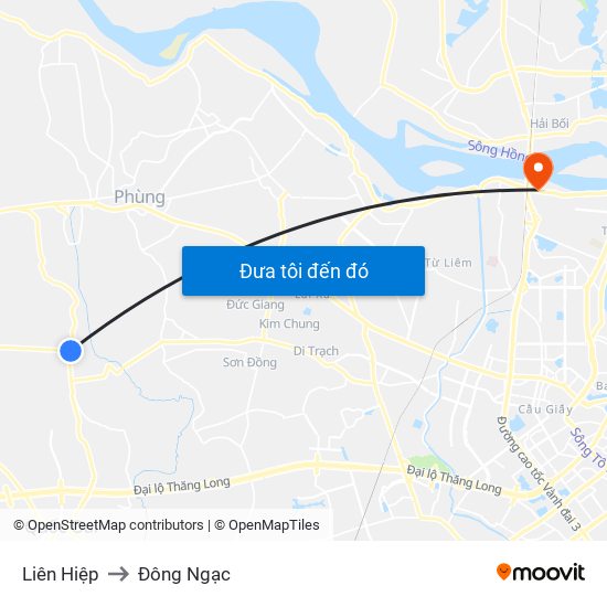 Liên Hiệp to Đông Ngạc map