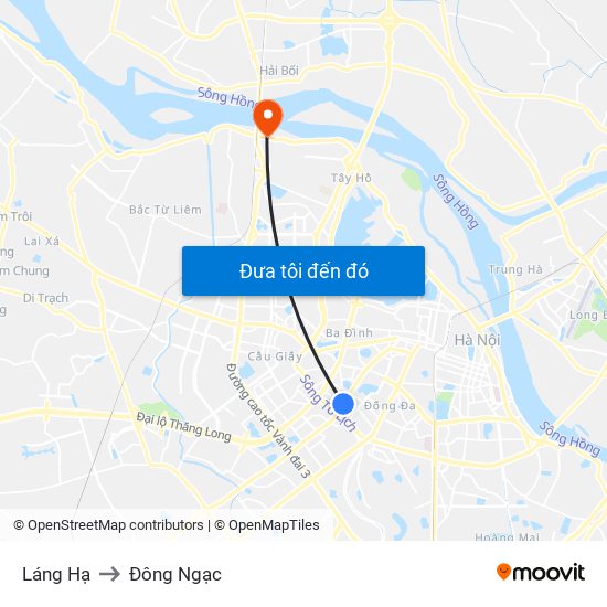 Láng Hạ to Đông Ngạc map