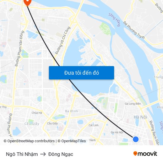 Ngô Thì Nhậm to Đông Ngạc map