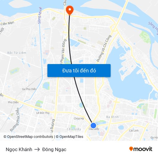 Ngọc Khánh to Đông Ngạc map