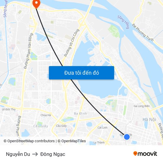 Nguyễn Du to Đông Ngạc map