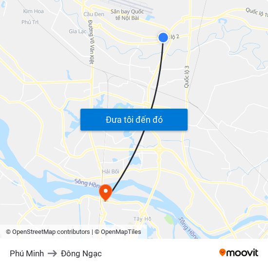 Phú Minh to Đông Ngạc map