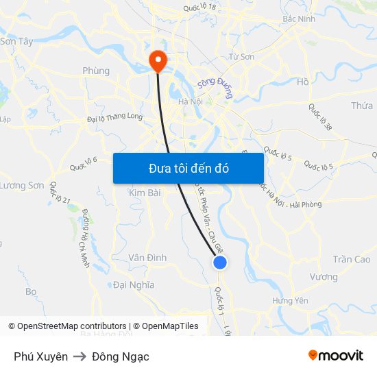 Phú Xuyên to Đông Ngạc map