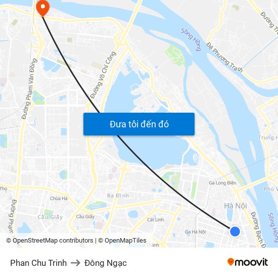 Phan Chu Trinh to Đông Ngạc map