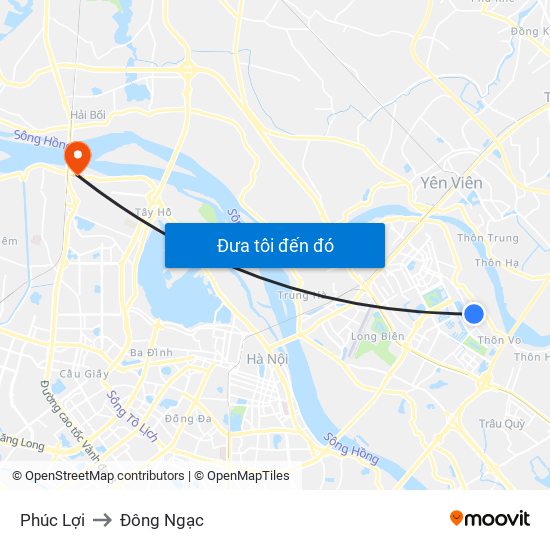 Phúc Lợi to Đông Ngạc map