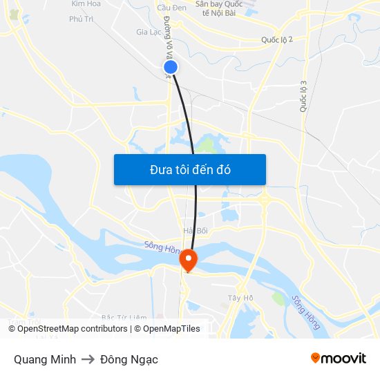 Quang Minh to Đông Ngạc map