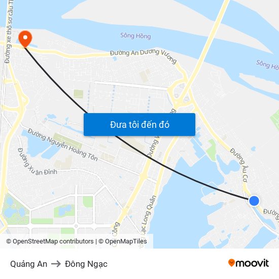 Quảng An to Đông Ngạc map