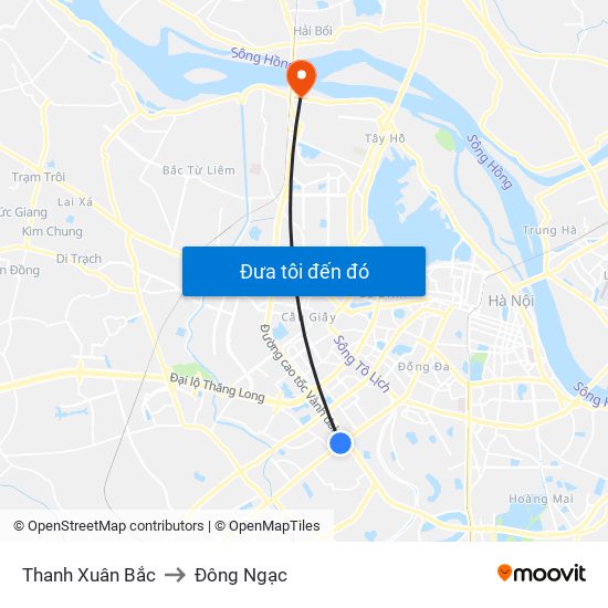 Thanh Xuân Bắc to Đông Ngạc map