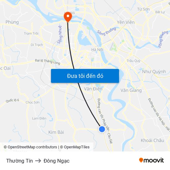 Thường Tín to Đông Ngạc map