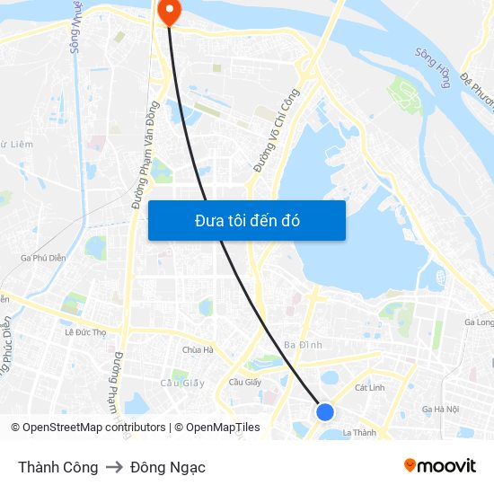 Thành Công to Đông Ngạc map