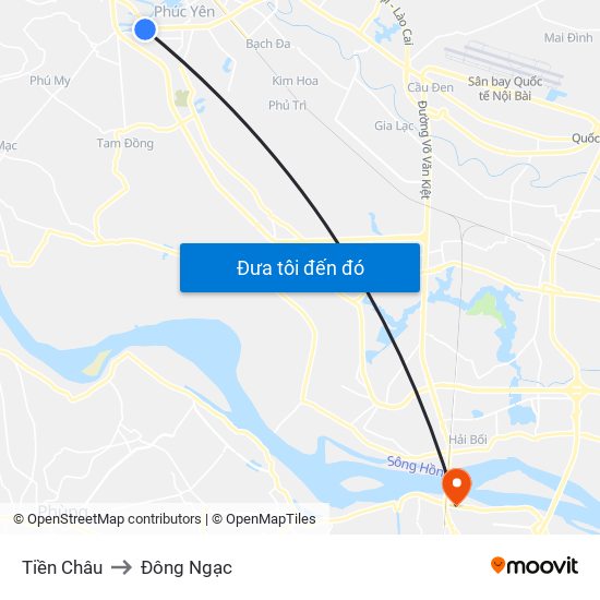 Tiền Châu to Đông Ngạc map