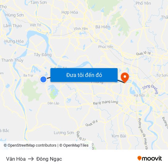 Vân Hòa to Đông Ngạc map