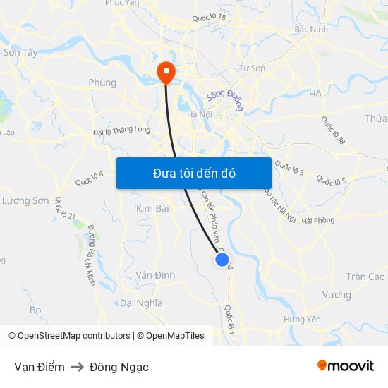 Vạn Điểm to Đông Ngạc map