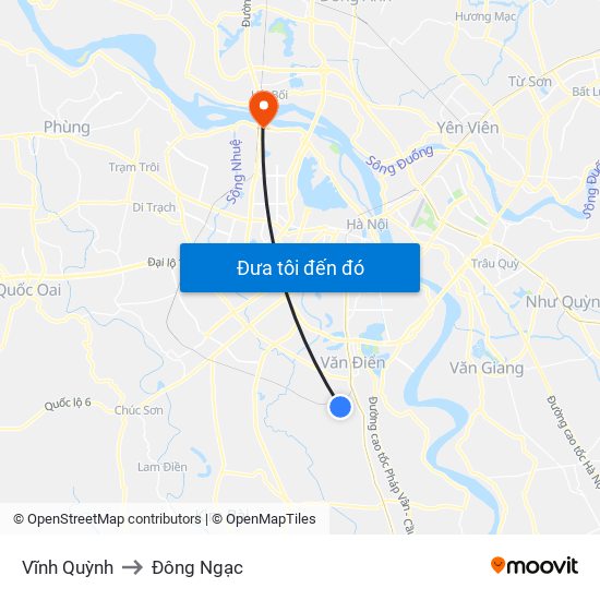 Vĩnh Quỳnh to Đông Ngạc map