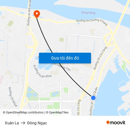 Xuân La to Đông Ngạc map