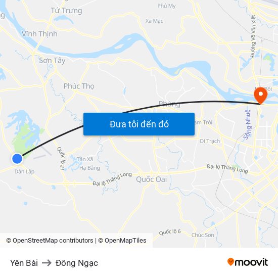 Yên Bài to Đông Ngạc map