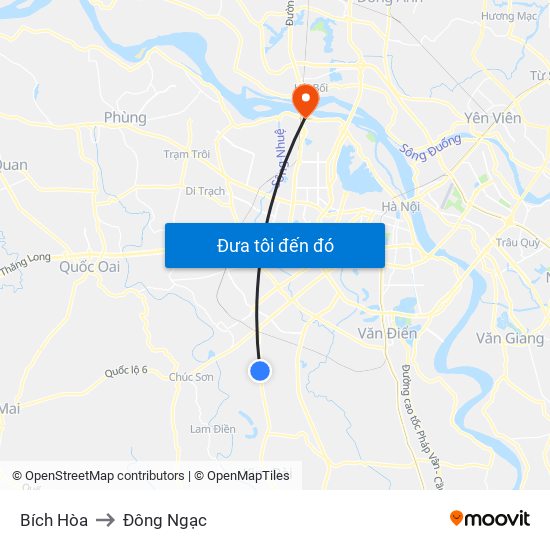 Bích Hòa to Đông Ngạc map