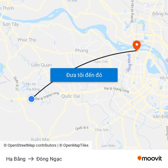 Hạ Bằng to Đông Ngạc map