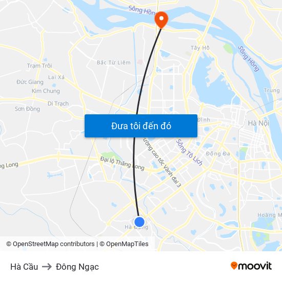 Hà Cầu to Đông Ngạc map