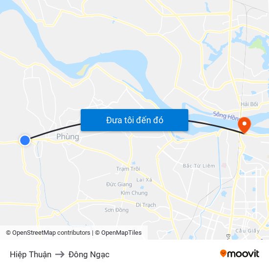 Hiệp Thuận to Đông Ngạc map