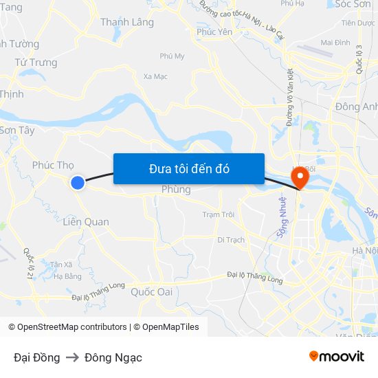 Đại Đồng to Đông Ngạc map