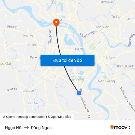 Ngọc Hồi to Đông Ngạc map