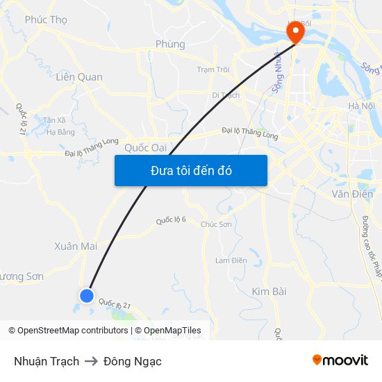 Nhuận Trạch to Đông Ngạc map