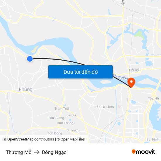 Thượng Mỗ to Đông Ngạc map