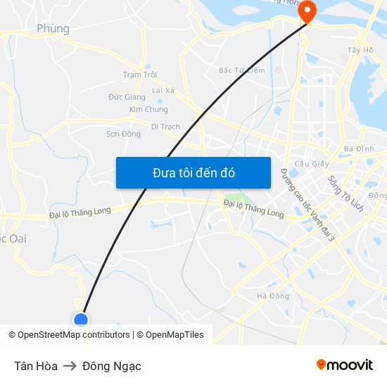 Tân Hòa to Đông Ngạc map