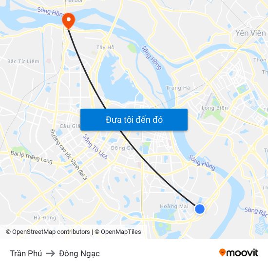 Trần Phú to Đông Ngạc map
