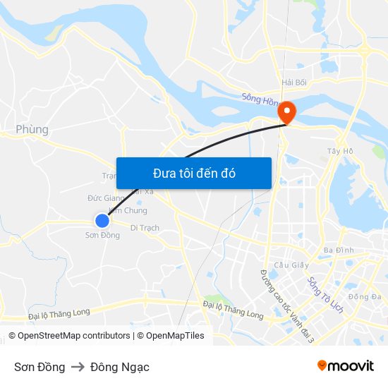 Sơn Đồng to Đông Ngạc map