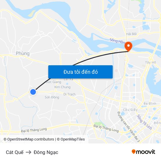 Cát Quế to Đông Ngạc map