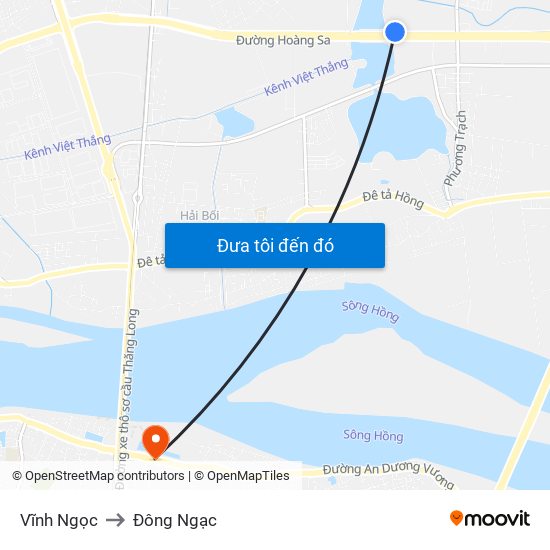 Vĩnh Ngọc to Đông Ngạc map