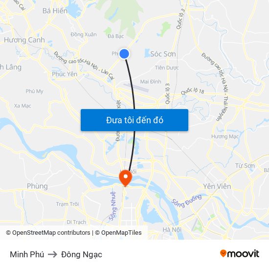 Minh Phú to Đông Ngạc map