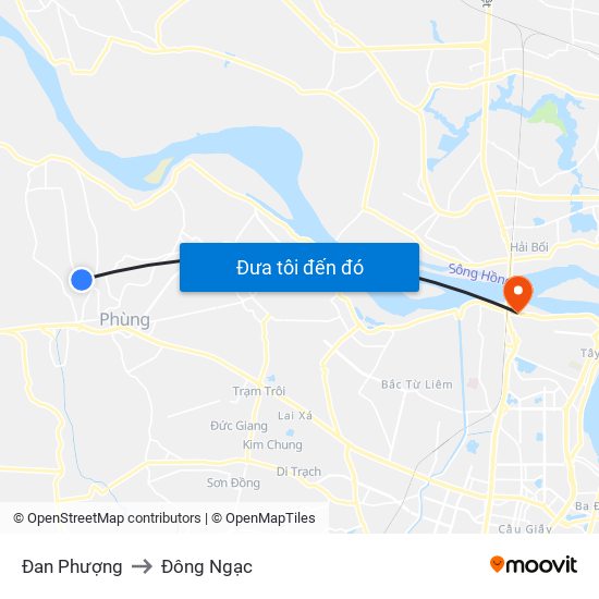 Đan Phượng to Đông Ngạc map