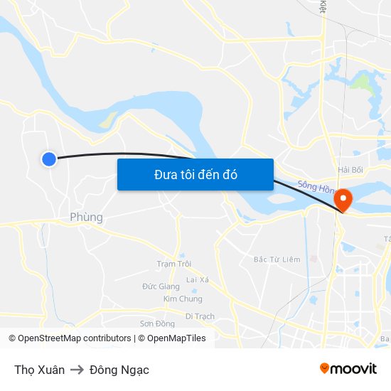 Thọ Xuân to Đông Ngạc map