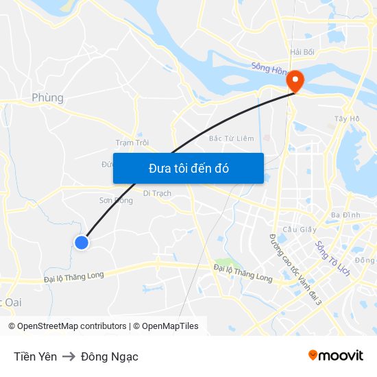 Tiền Yên to Đông Ngạc map