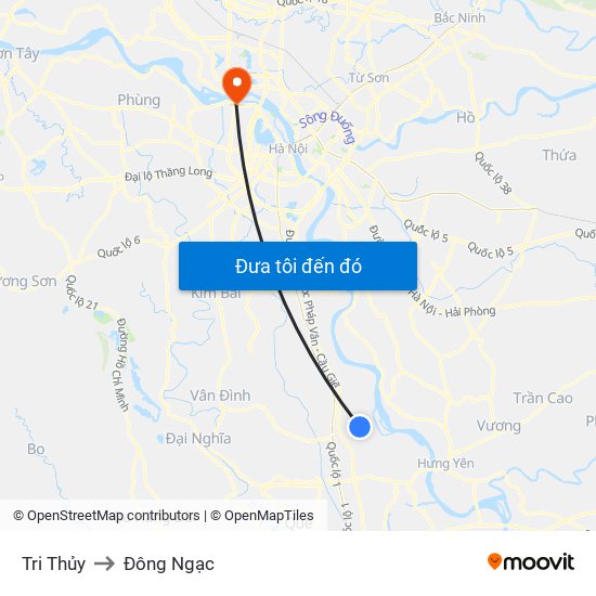 Tri Thủy to Đông Ngạc map