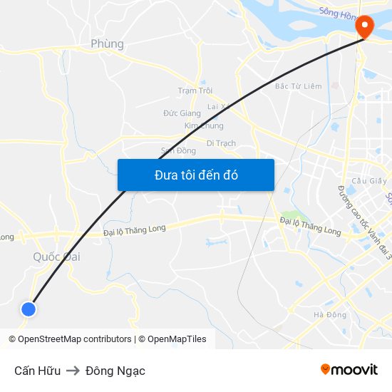 Cấn Hữu to Đông Ngạc map