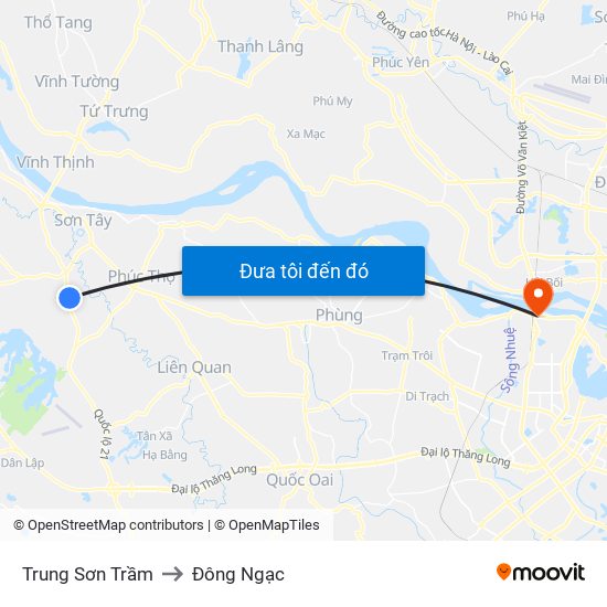 Trung Sơn Trầm to Đông Ngạc map