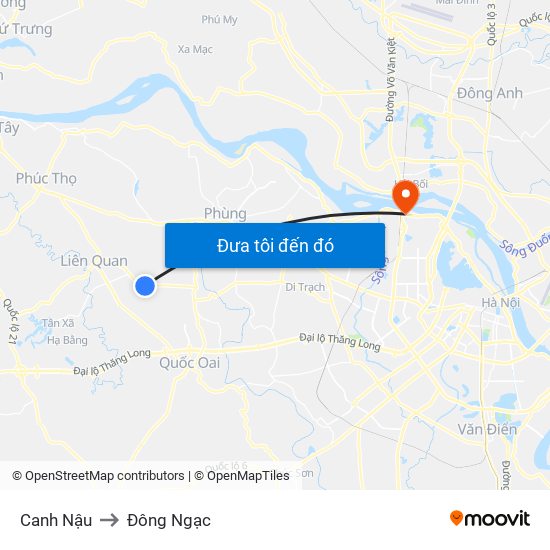 Canh Nậu to Đông Ngạc map