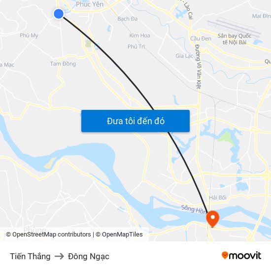 Tiến Thắng to Đông Ngạc map