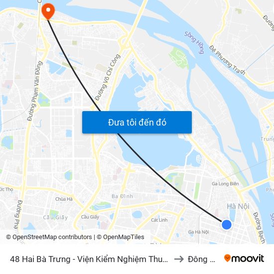 48 Hai Bà Trưng - Viện Kiểm Nghiệm Thuốc Trung Ương to Đông Ngạc map