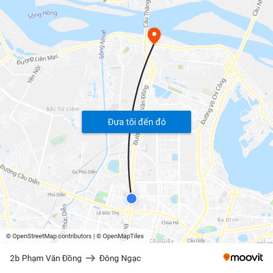 2b Phạm Văn Đồng to Đông Ngạc map