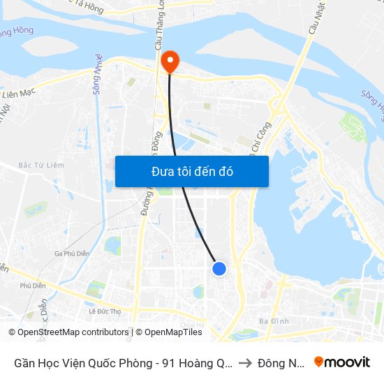 Gần Học Viện Quốc Phòng - 91 Hoàng Quốc Việt to Đông Ngạc map