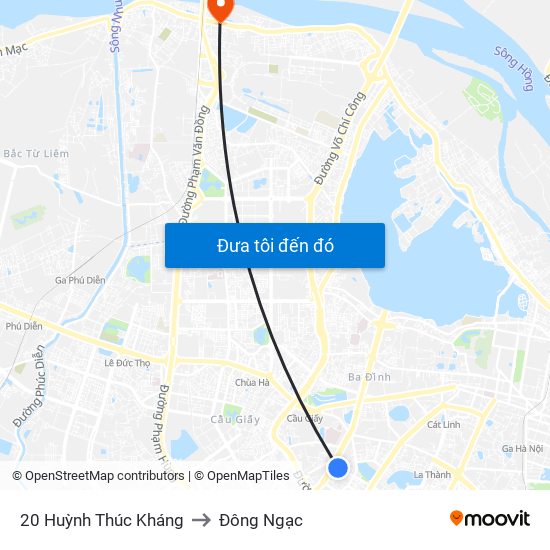 20 Huỳnh Thúc Kháng to Đông Ngạc map