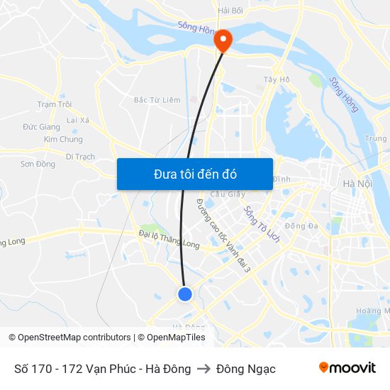 Số 170 - 172 Vạn Phúc - Hà Đông to Đông Ngạc map