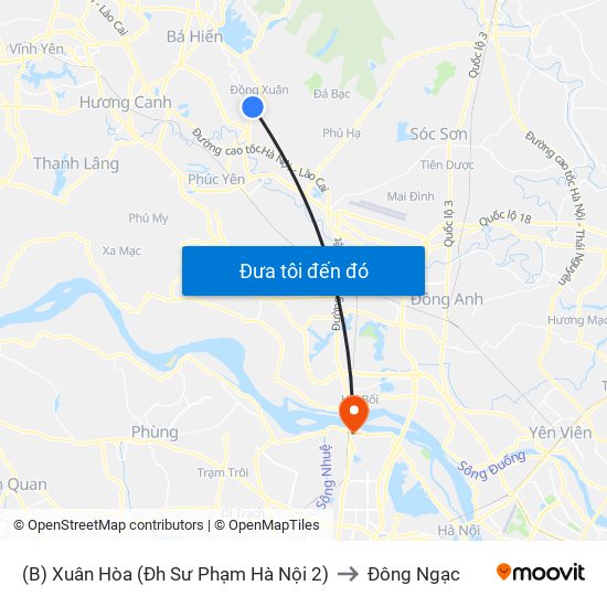 (B) Xuân Hòa (Đh Sư Phạm Hà Nội 2) to Đông Ngạc map
