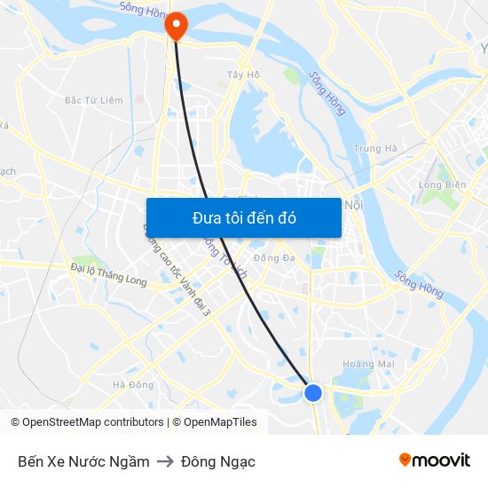 Bến Xe Nước Ngầm to Đông Ngạc map