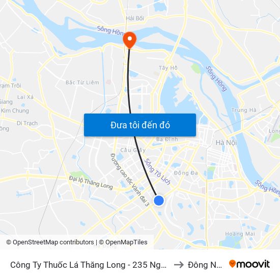 Công Ty Thuốc Lá Thăng Long - 235 Nguyễn Trãi to Đông Ngạc map